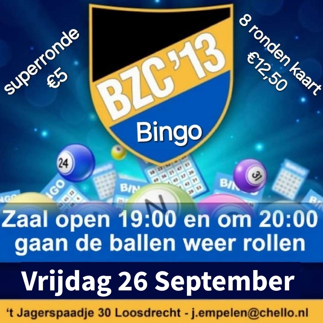 Bingo Vrijdag 26 september 2025
